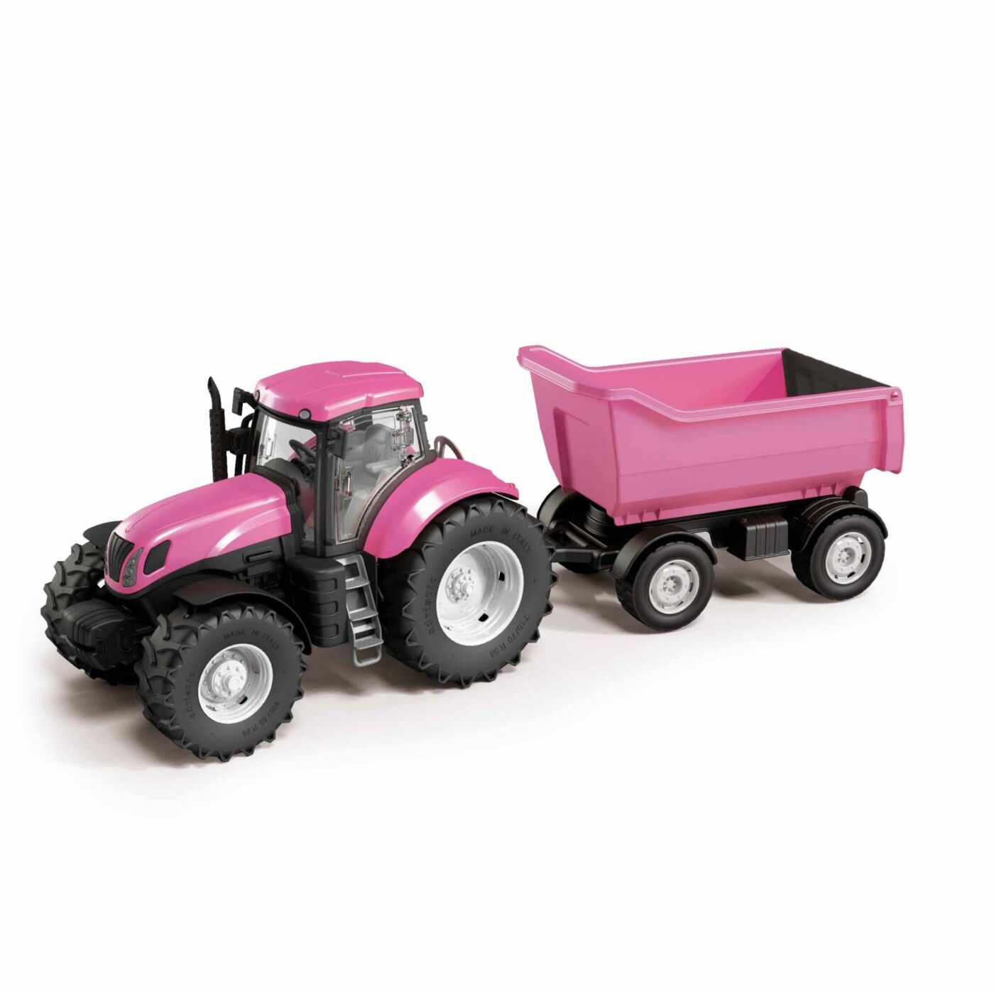 Rózsaszín traktor utánfutóval