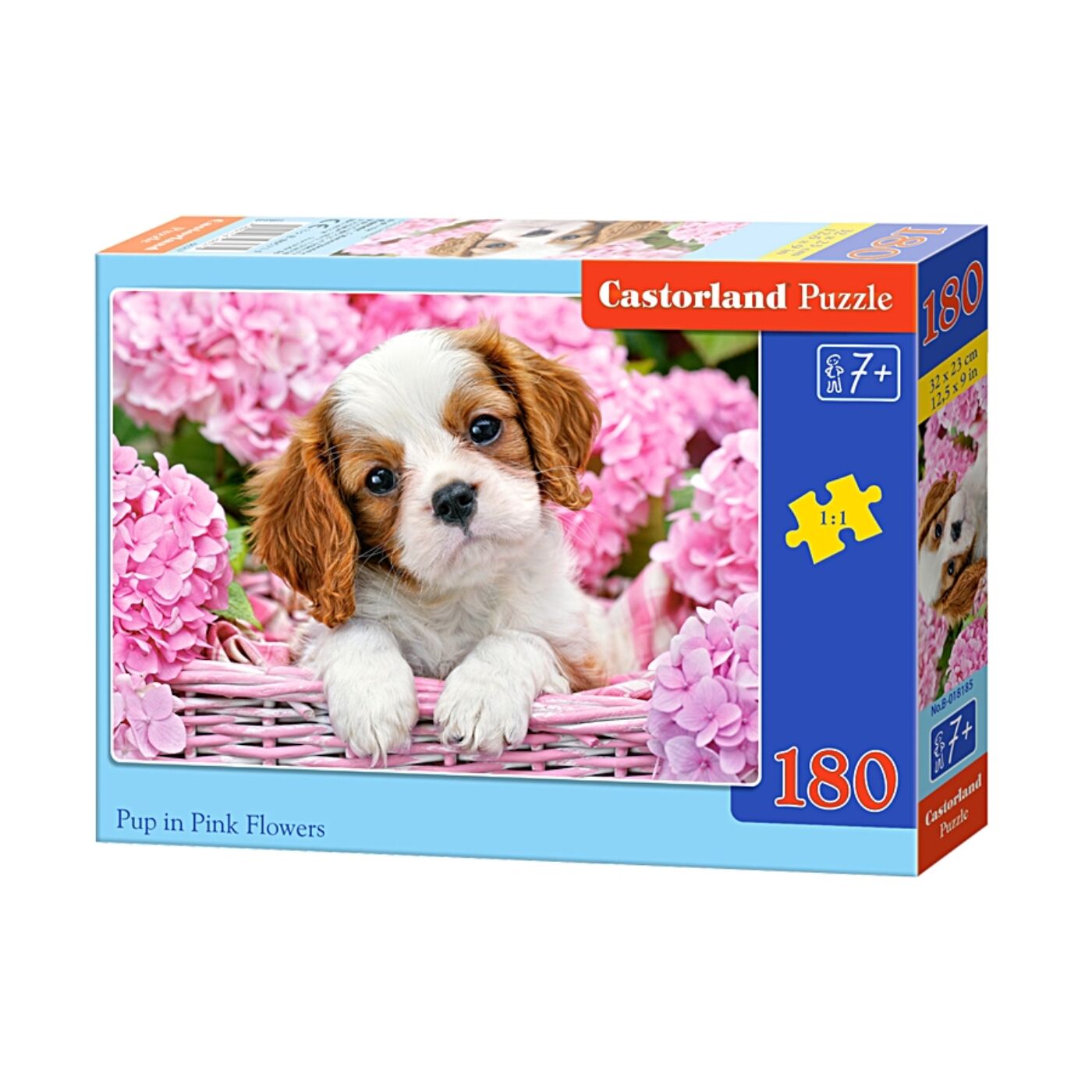 180 db-os Castorland puzzle - Kölyökkutya rózsaszín virágokkal