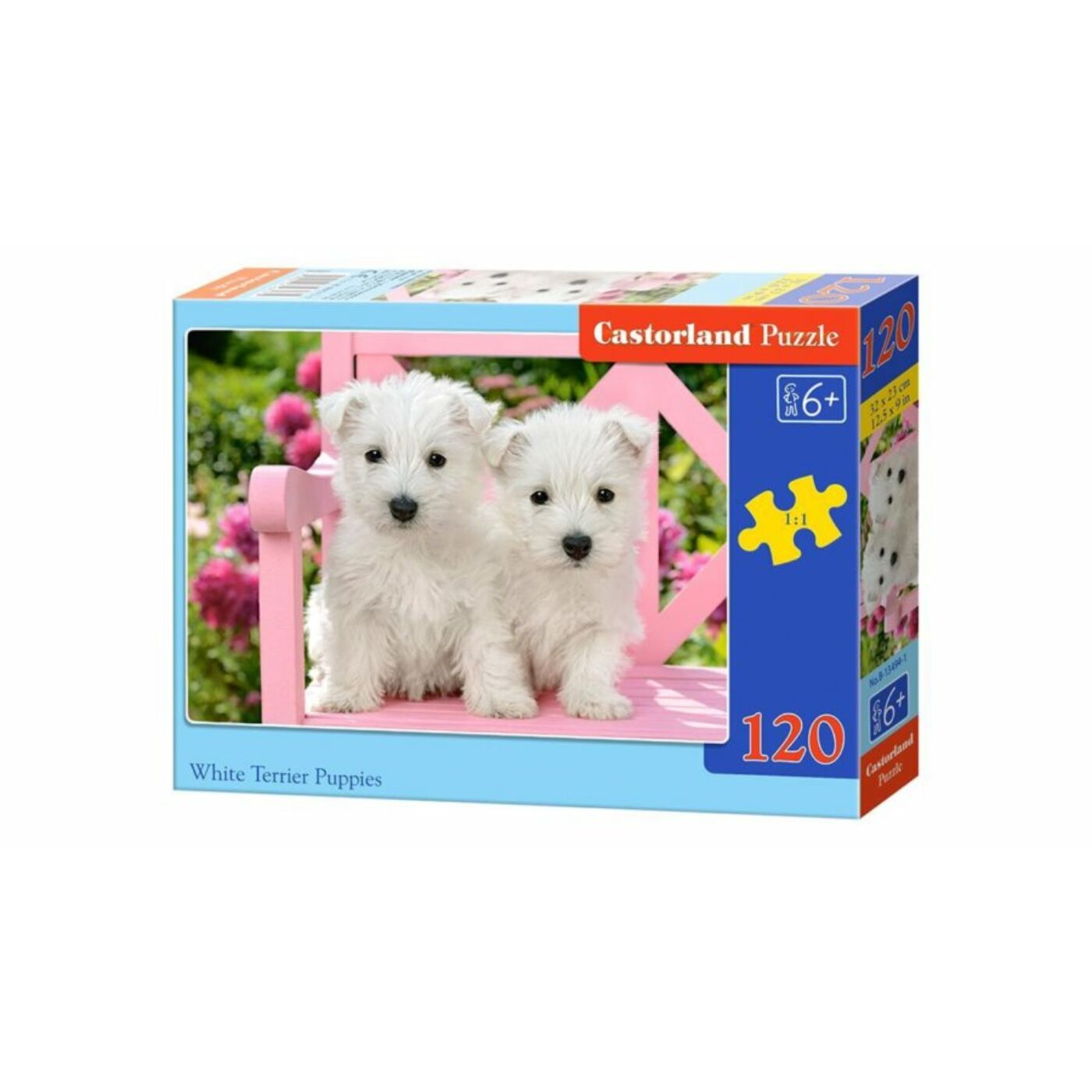 120 db-os Castorland puzzle - Fehér terrier kölykök