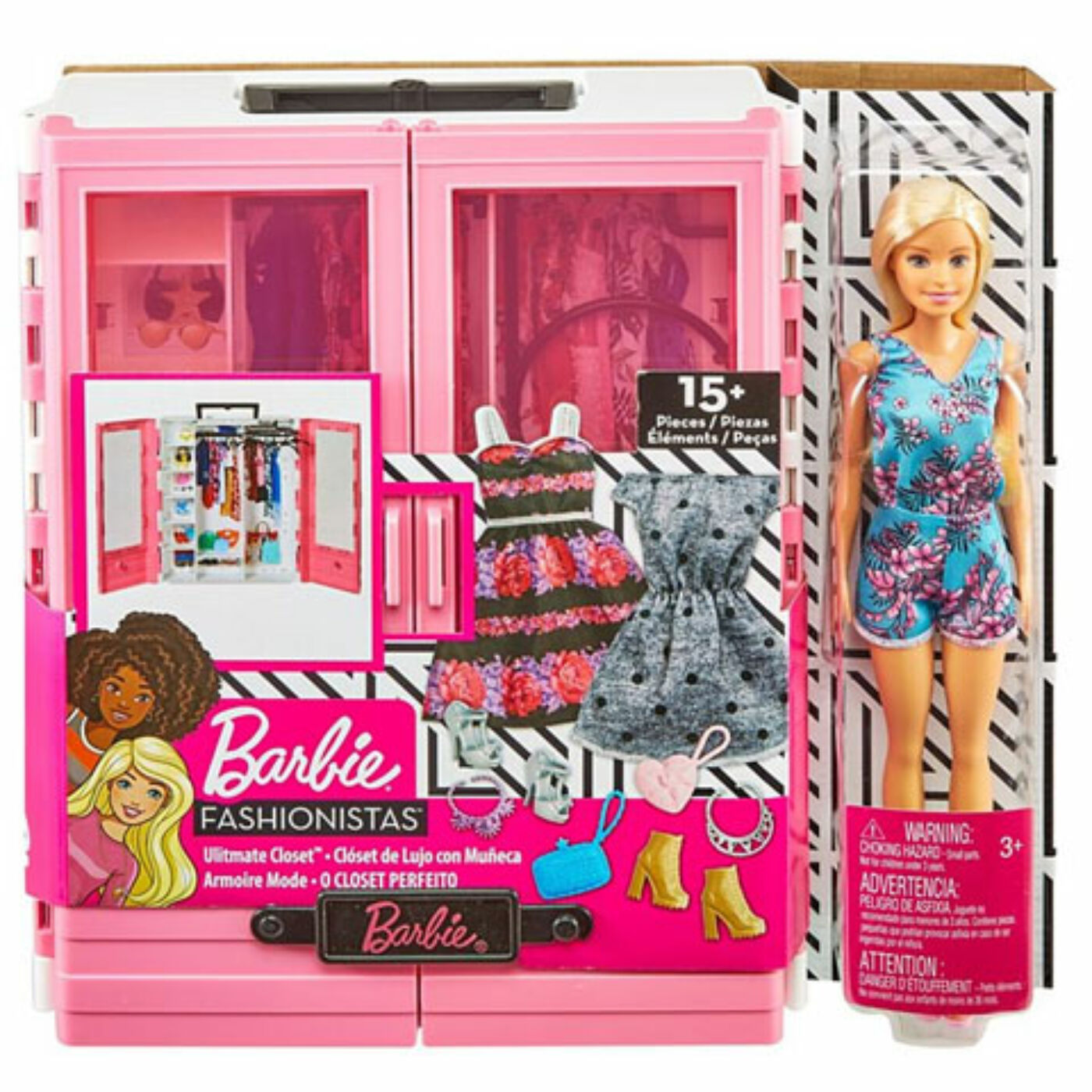 Barbie ruhásszekrény babával