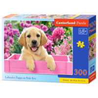 300 db-os puzzle - Labrador kölyök pink ládában